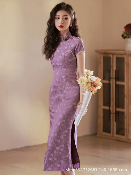 Purple summer retro cheongsam