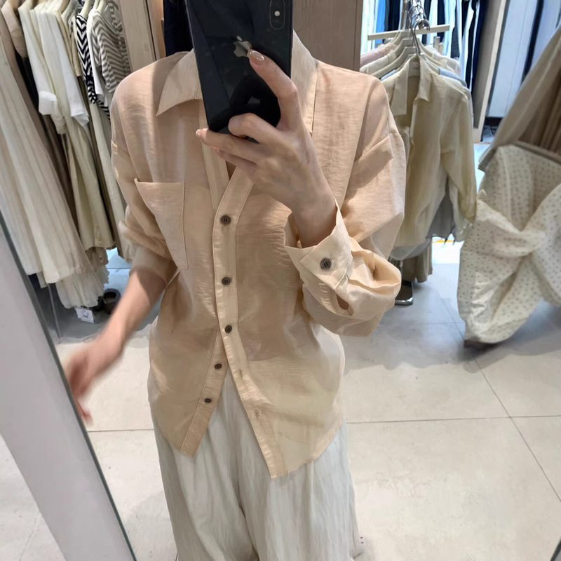 2026 Spring/Summer New Korean Style Simple, Relaxed, Casual Daily Wear Waist-Tie Strap Elegant Sun-Protective Long-Sleeve Shirt for Women 2026 Spring/Summer New Korean Style Simple, Relaxed, Casual Daily Wear Waist-Tie Strap Elegant Sun-Protective Long-Sleeve Shirt for Women