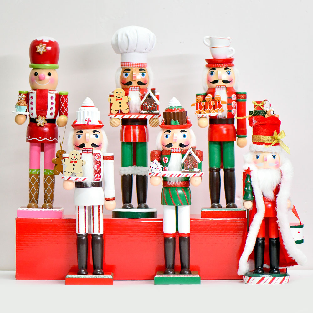 Transfronterizos 35cm pan de jengibre hombre calendario chef nuez soldados decoraciones navideñas fábrica de muñecas de madera al por mayor