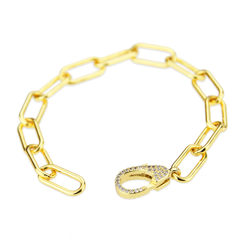 simple diamond square chain copper bracelet