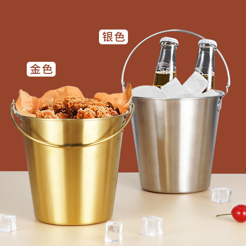 304 cubo de hielo de acero inoxidable Mini pequeño cubo de hielo de cerveza portátil Cubo de champán creativo Cubo de merienda comercial coreano