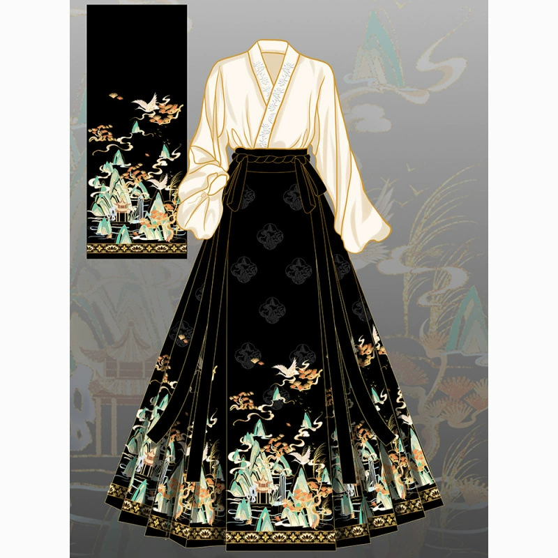 Новая китайская юбка с конским лицом полный комплект Ming Hanfu 2025 новый красный помолвка свадебный национальный женский костюм