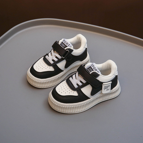 Children's shoes, boys, small white shoes, spring and autumn, soft-sole, fashionable skate shoes, girls, and children's sneaker, leather, single-layer shoes, trendy