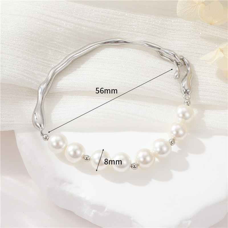 Elegante Geométrico Perla Artificial Cobre Enchapado Pulsera display picture 2