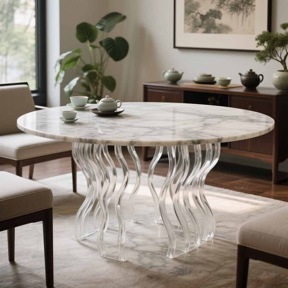 亚克力桌腿厂家透明支撑柱现代家具茶几餐桌吧台弧型有机玻璃桌脚