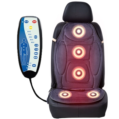 Car Massage Seat Cushion for Multi-function pad - chinese-version-with-car-plug-5-motor-massage-dual-zone-heating-short-plush-gray