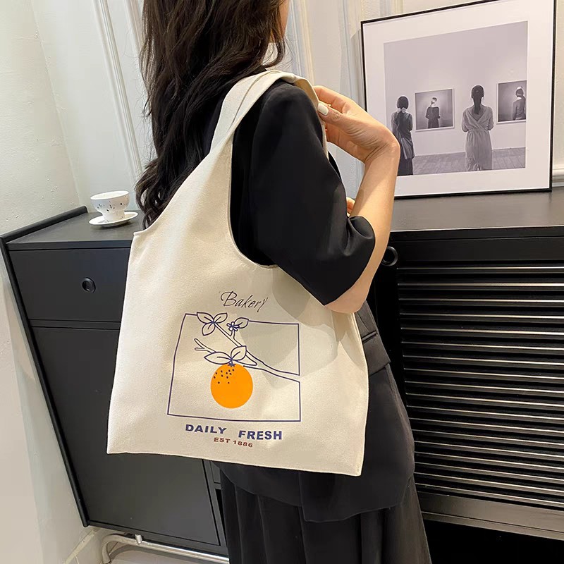 帆布包女单肩文艺简约大容量学生小清新日系帆布袋便携收纳手提