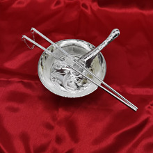 工艺银碗银筷子银勺子三件套仿银镀银苗银工艺餐具会销礼品百福碗