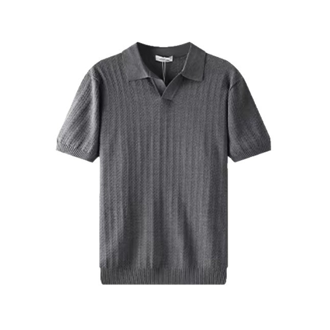 Polo camiseta de punto camiseta de manga corta hombre gaviota cuello V rayas vieja camiseta de negocios de verano fábrica transfronteriza al por mayor