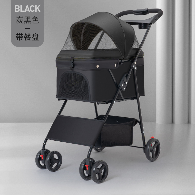 Cochecito Plegable para Mascotas de Tela Oxford 300D y Tubo de Acero, Cierre con un Clic para Perros y Gatos