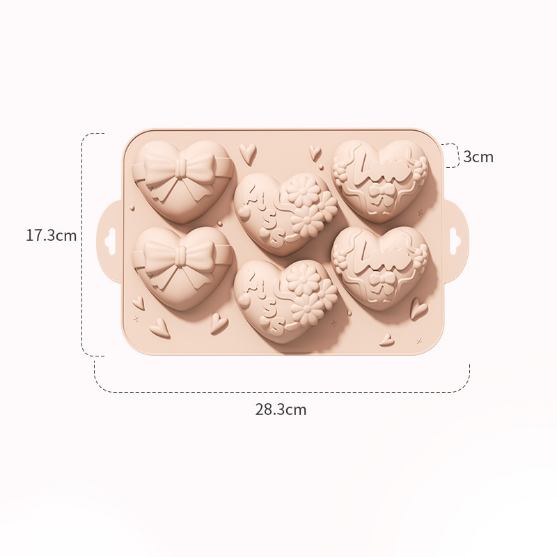 跨境新款爱心花朵硅胶蛋糕模具巧克力易清洗食品级材质  慕斯模具|undefined