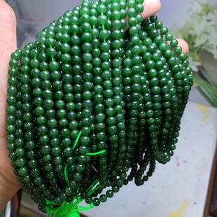 Factory wholesale Russian Hetian Jasper 6m beads spinach green black-free material fine warm diy chain