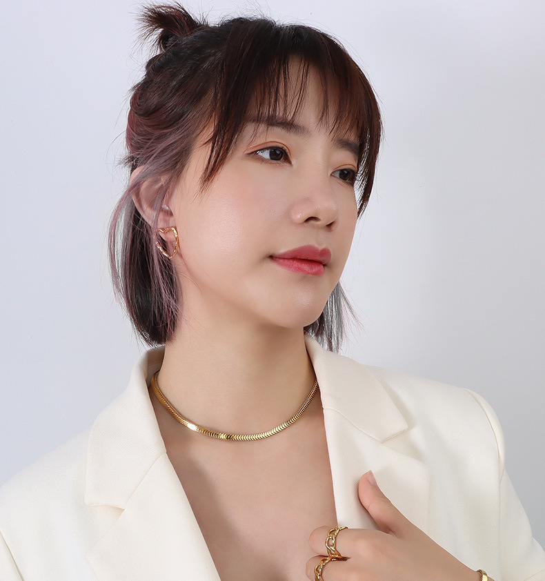 Marka European and American Ins Simple All Match Jewelry Set Titanium Steel Plated 18K Twin Blade Ch