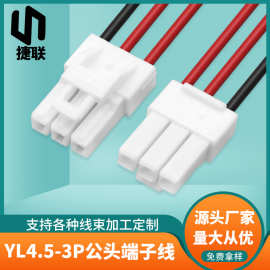 定制YL4.5公头端子线3PIN双头带扣4.5mm间距对插端子线庭院灯线束
