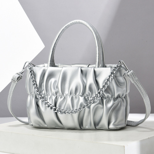 Chain bag handbag pleated cloud bag simple versatile shoulder bag top handle bag women's bag crossbody bag