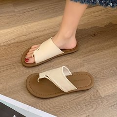 網紅夾趾拖鞋女夏2023新款外穿平底軟底輕便舒適沙灘涼拖休閒百搭