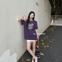 2025s女装休闲风圆领米奇印花短袖T恤上衣女5206#