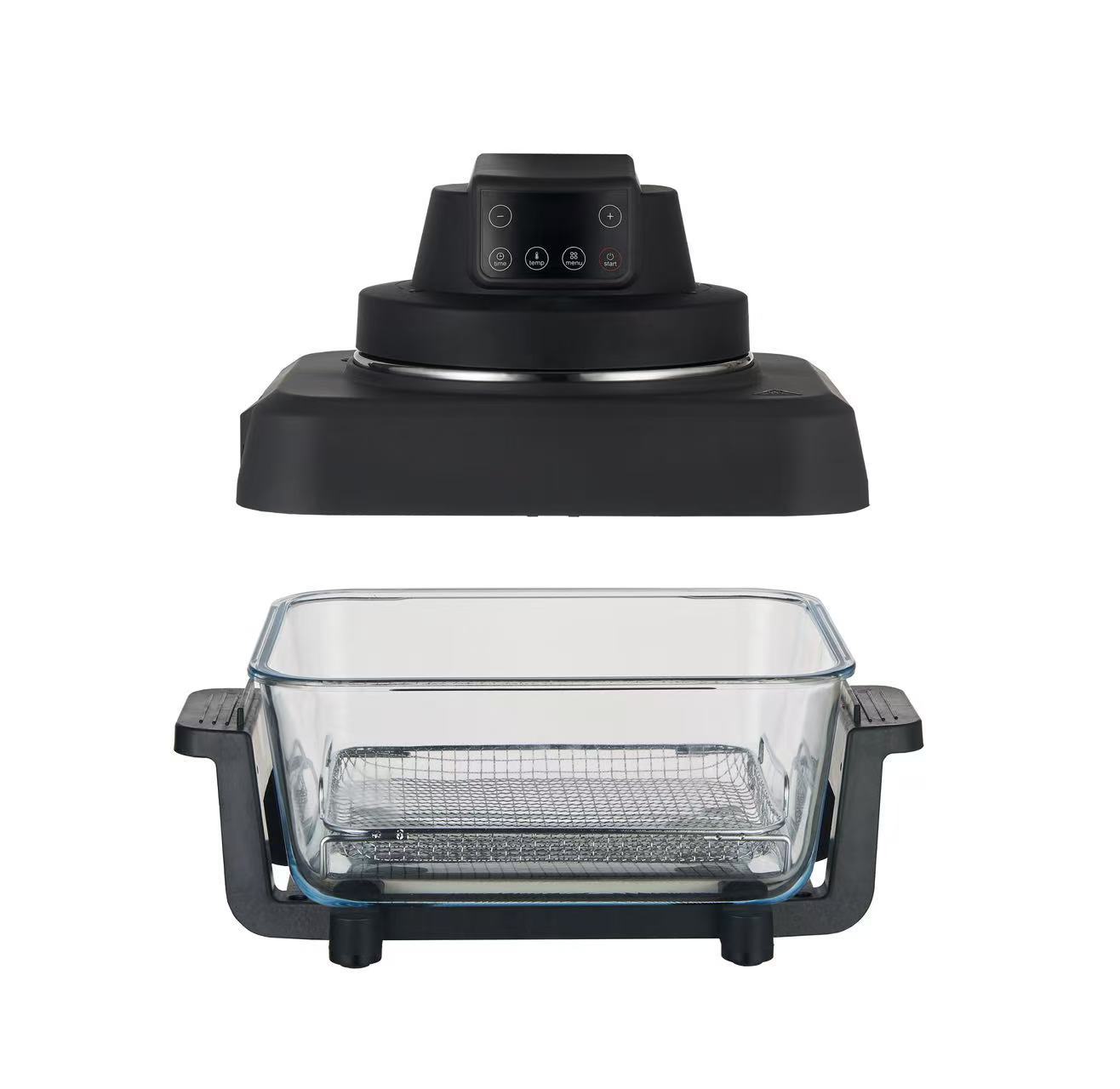 Nuevo modelo de freidora de aire Ninja de 1500W con pantalla, tazón de vidrio y función de horno microondas.