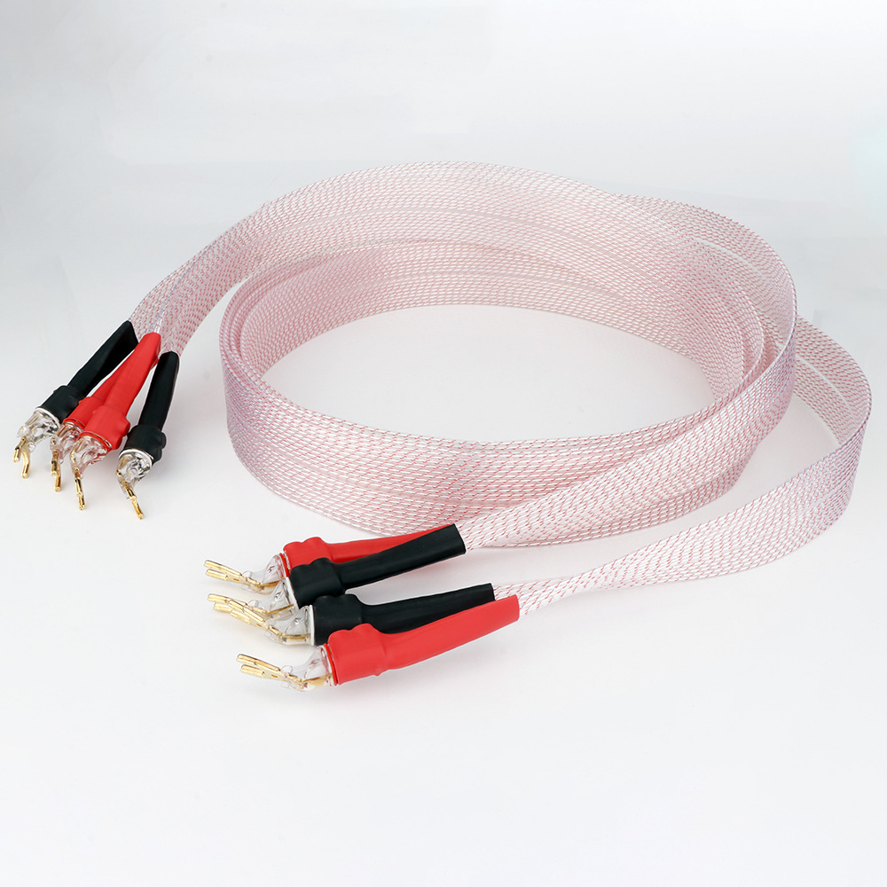 Preffair hifi 音箱线pocc镀银铜导体镀金Y插头音频视频喇叭线