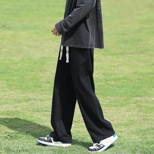 Japanese-style versatile cotton casual pants for men, summer thin men's trousers—trendy, streetwear-inspired, loose-fitting, wide-leg, and straight-cut.