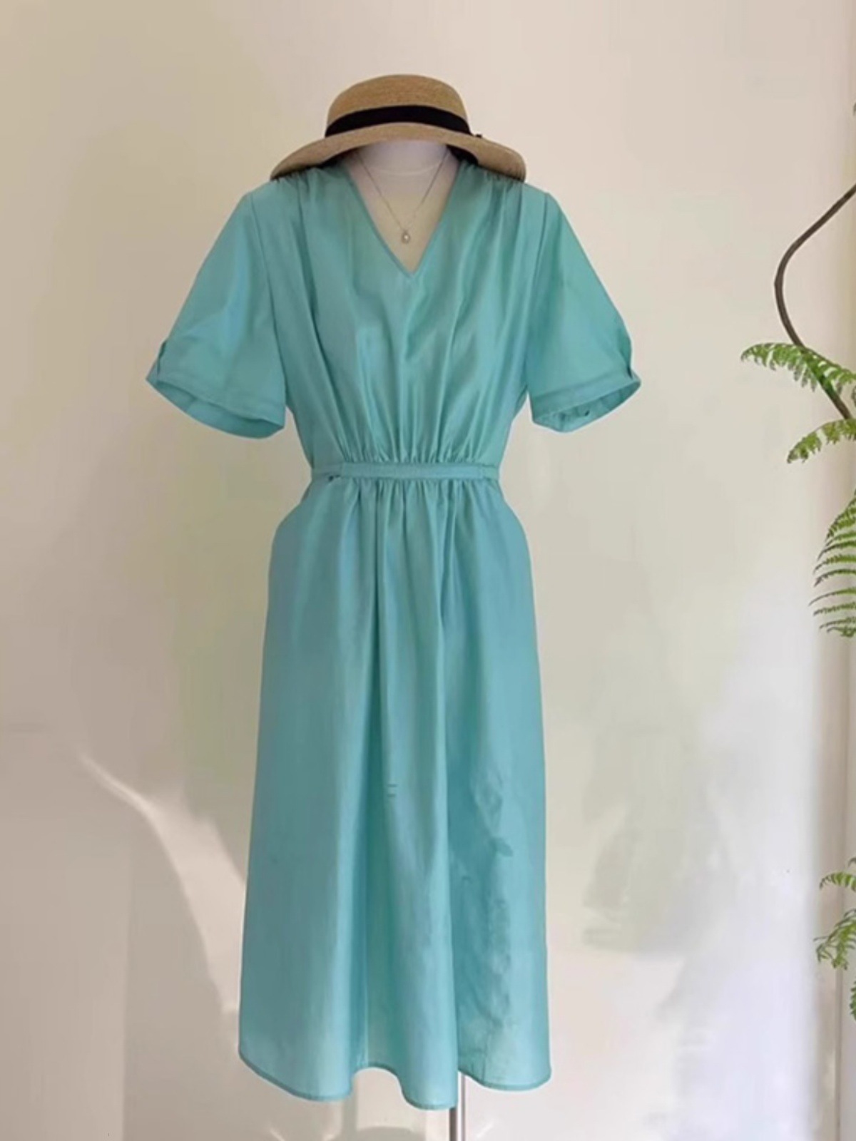 Đầm maxi nữ thắt eo dáng dài màu xanh dương mùa hè FL231978 — Đầm chi tiết 6