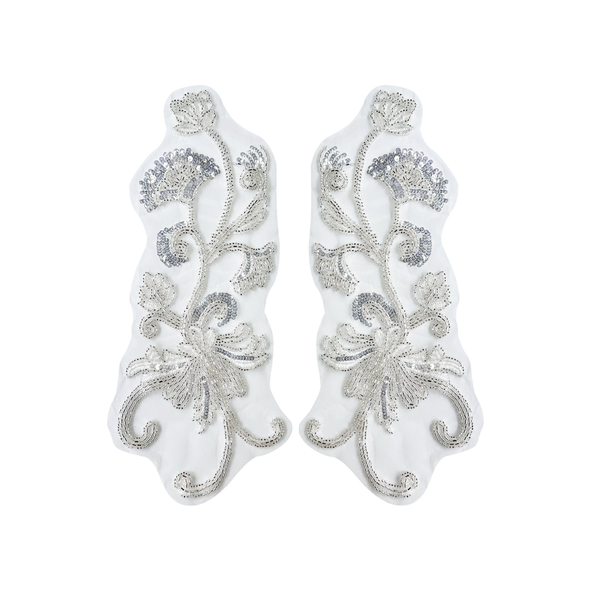 Guangzhou hilo de malla inferior de seda de plata bordado esquinilla flor de patrón floral hermosa ropa camisa accesorios de decoración 13 líneas