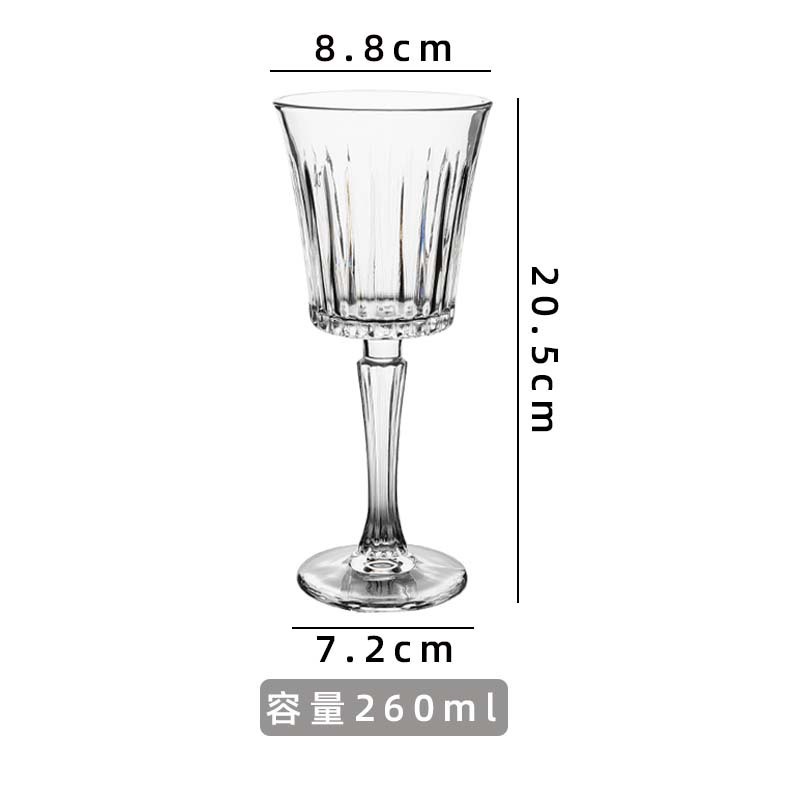 Vintage tazas de vino a rayas verticales tazas de vidrio de pie alto tazas de champán caseras europeas de alto valor de vino tazas de vino de fruta