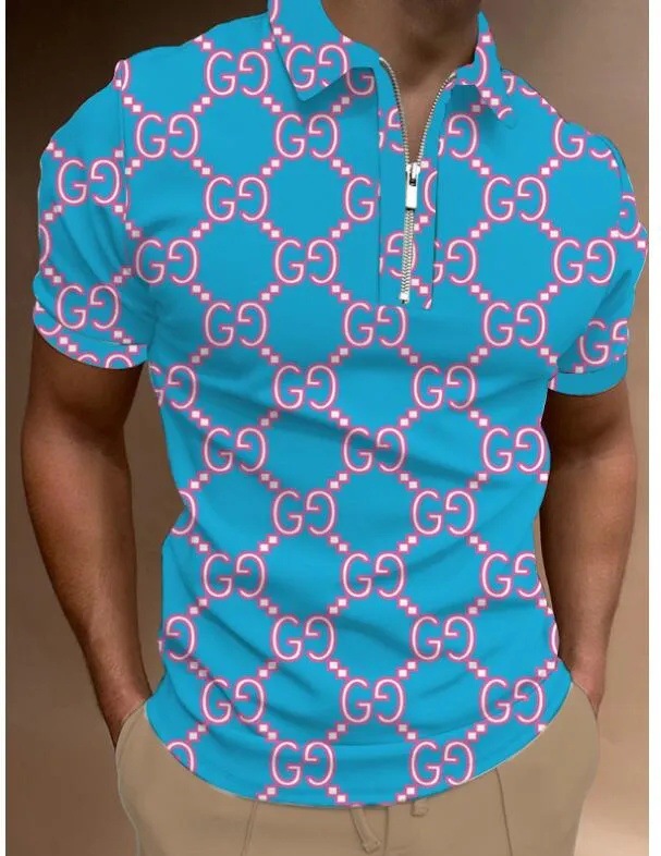 Camisa POLO con cremallera de manga corta transpirable de malla suelta de vacaciones de verano para hombres 2024 venta caliente impresión digital 3D
