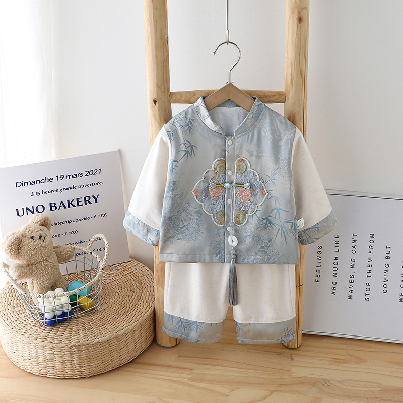 兒童漢服套裝秋裝嬰幼兒國風中式唐裝生日抓周歲宴寶寶一周歲禮服