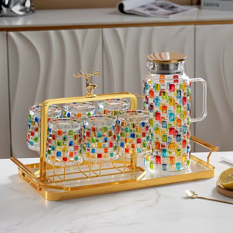 Хрустальная ручная роспись чашка, высококачественная красочная чашка для чая, чашка для воды, стиль ins, чайник для холодной воды, новый стиль 2025