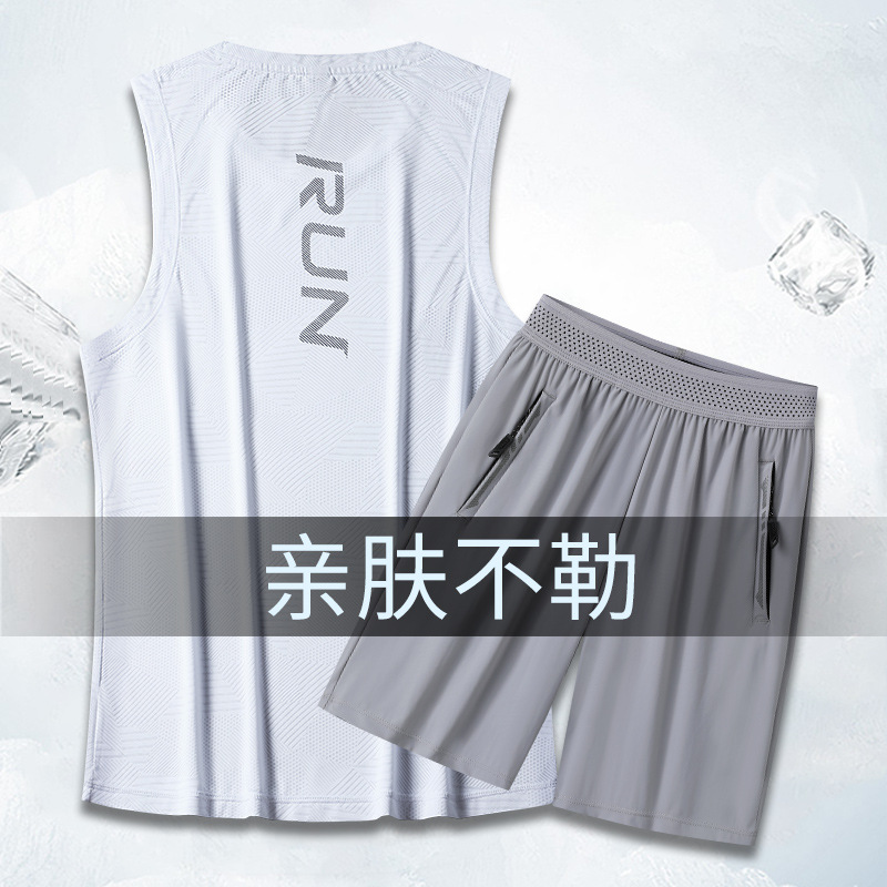Verano running sports suit hombre entrenamiento de maratón atletismo ligero cool suit chaleco suelto hombre image 11