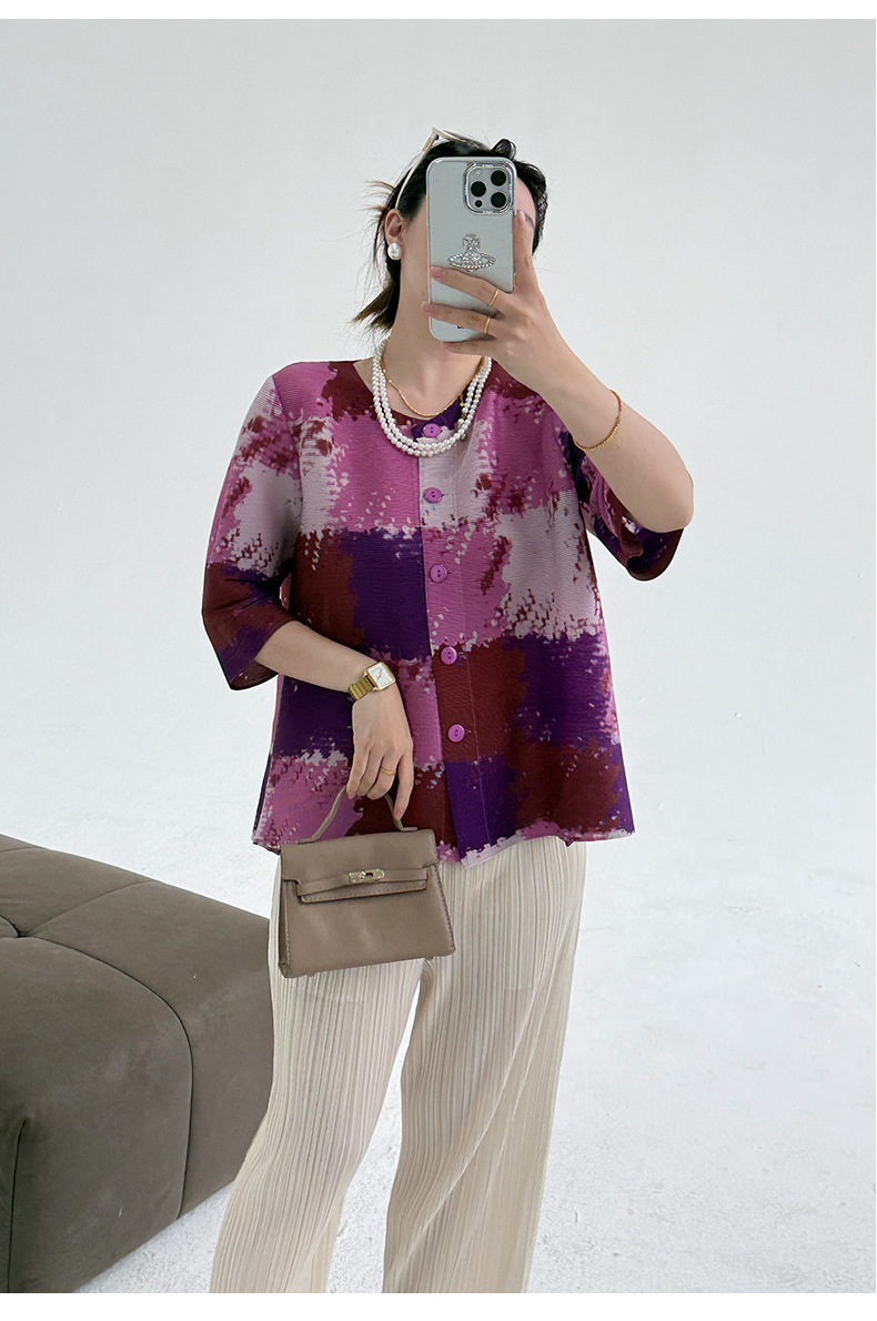 Áo khoác cardigan nữ họa tiết kẻ caro cổ tròn dáng rộng — hoa hồng đỏ chi tiết 12