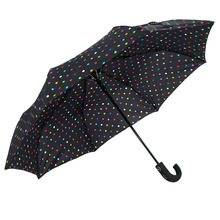 供应时尚彩色波点晴雨伞商务折叠跨境遮阳伞三折弯柄折叠伞批发