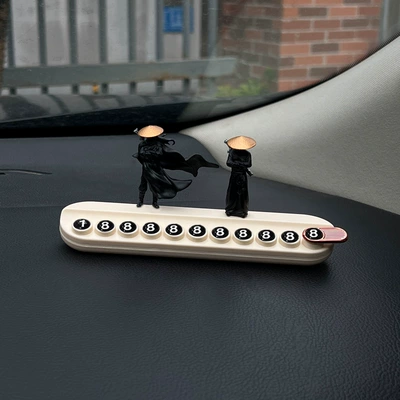 National style chivalrous passenger temporary Nömrəli dayanma kartı - back-sword-man-cloak-man-white-aromatherapy-parking-sign