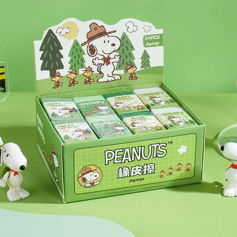 悦木 Snoopy - Camping Diary Series Eraser Anime Cartoon Student Pencil Drawing Easy to Erasp without Dishes
