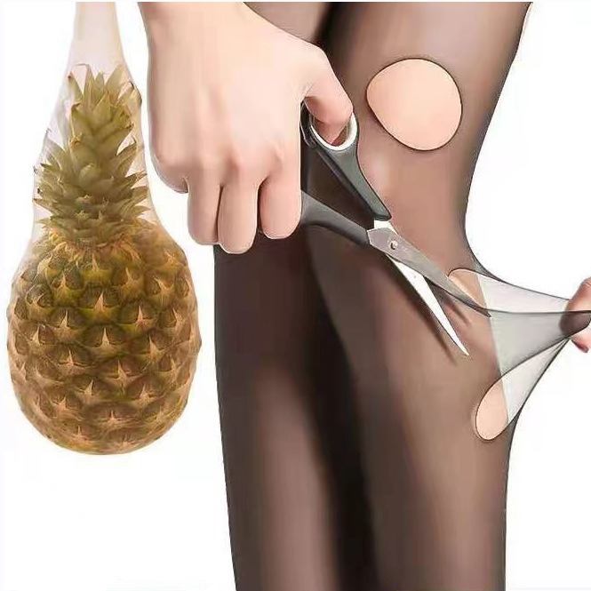 Internet Celebrity Pineapple Socks Black Flesh-Colored Stockings for Women Summer Thin Suspenders to Prevent Summer Bare Legs Invisible Artifact