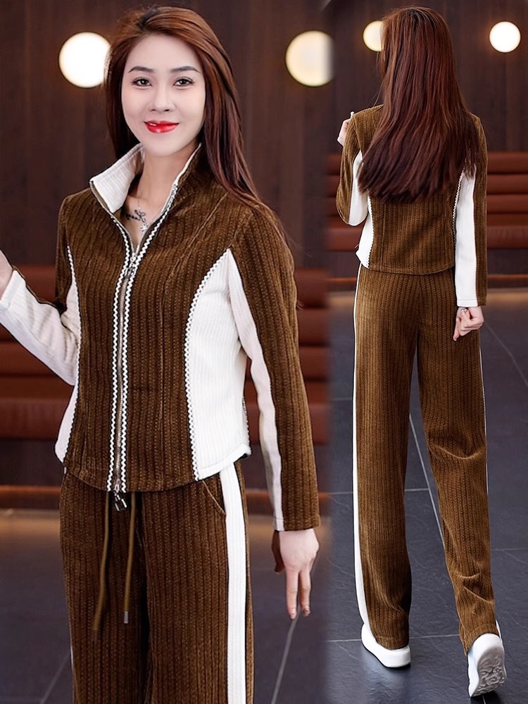 Women's Clothing new casual sportswear women's suits spring and autumn fashionable hooded sweatshirt wide leg pants two piece suit_voghion.com
