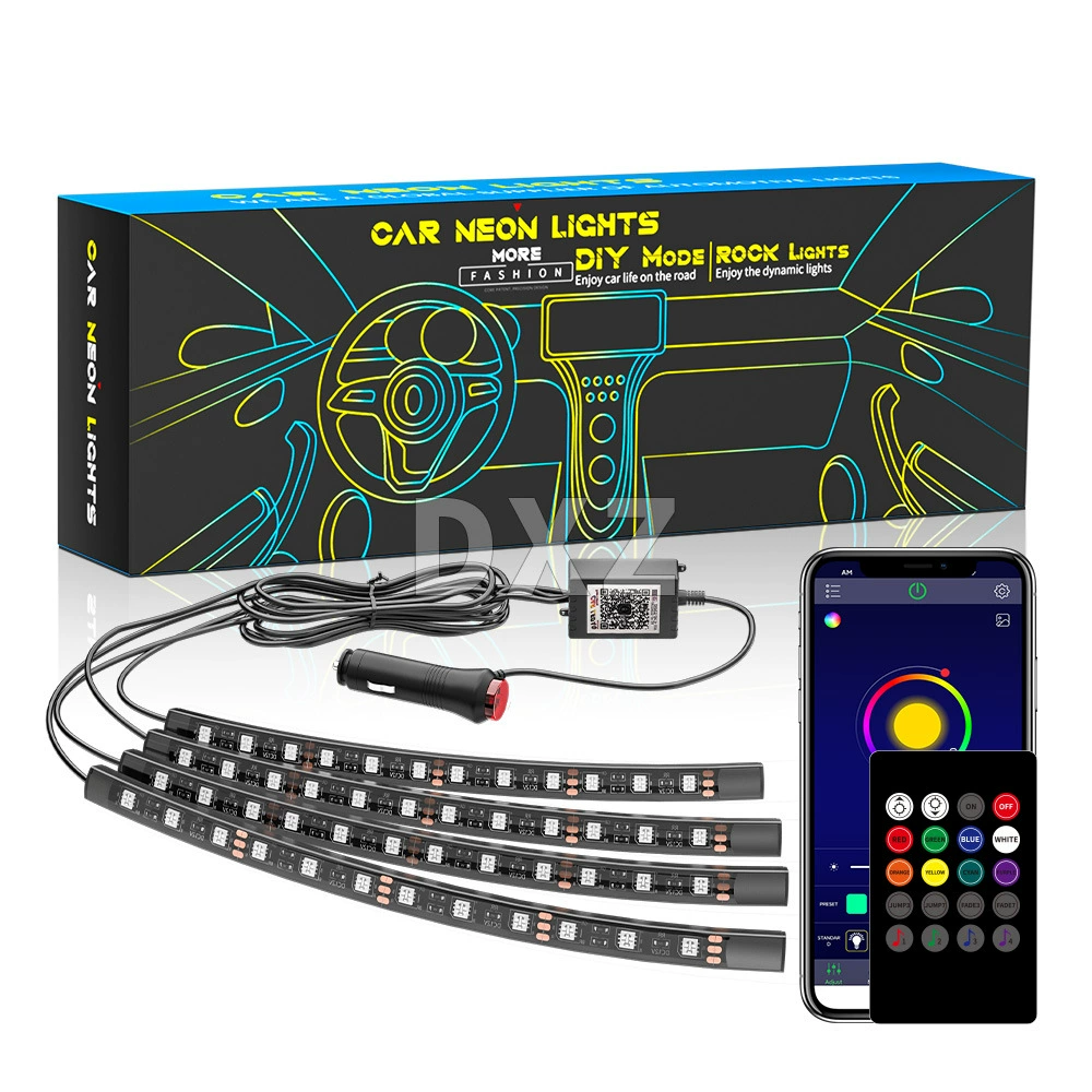 DXZ APP+wireless remote control atmosphere atmosphere light car LED interior light 48 light, one drag, four RGB foot lights