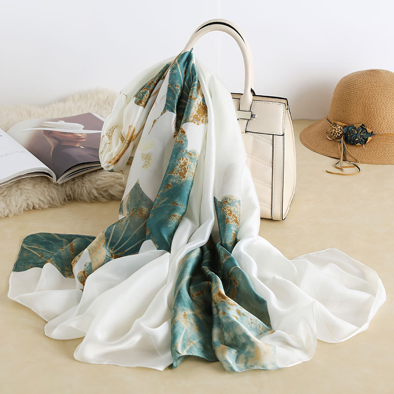 Silk-like Scarf Hanmeiao Branch-Blue