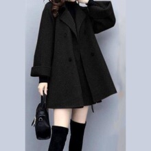 韩版春秋季胖加大码风衣外套女宽松中长款夹克毛呢开衫300斤潮