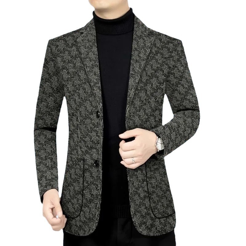 1 Moda Erkek Takım Elbise Sonbahar Kış Yeni Rahat Yün Kalınlaştırılmış Baba Ceket Orta Yaşlı Erkekler İçin_voghion.com