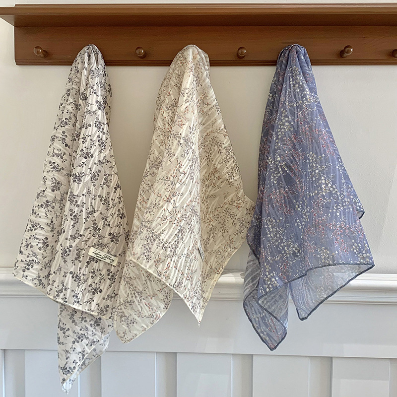 Buñuelo de seda de primavera y otoño nuevo buñuelo cuadrado de flores pequeñas buñuelo foto toque de cabeza pequeño cinturón de cabello fresco