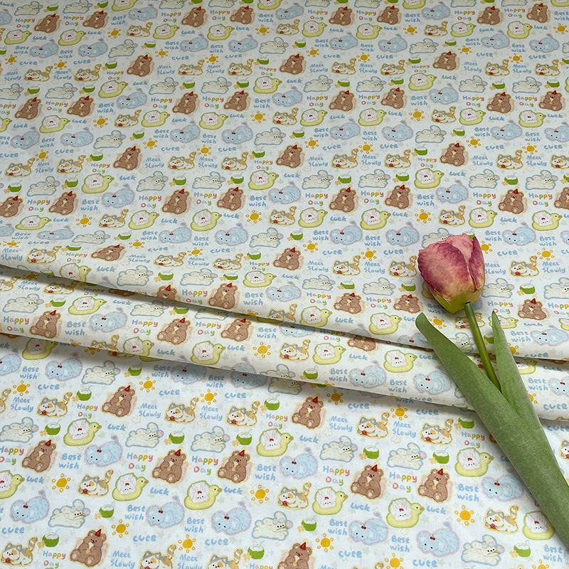 全棉60支府绸数码印花面料 可爱熊 服装女装连衣裙衬衫短裙布料