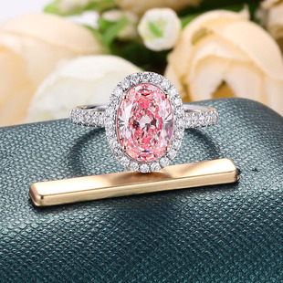 Two Carat Cultured Pink Diamond Ring for Women K Gold Hand Ornament Oval Ring Igi Diamond Ring Vvs with Certificate Igi Jewelry