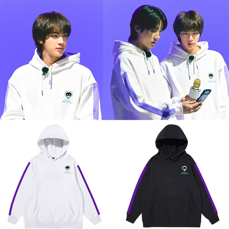 防弹少年团金硕珍郑号锡卡通印花同款春秋冬连帽衫宽松套头卫衣服