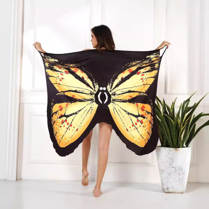 Amazon cross-border European and American wish AliExpress colorful butterfly 3D printing sexy comfortable beach cover sling dress Amazon cross-border European and American wish AliExpress colorful butterfly 3D printing sexy comfortable beach cover sling dress