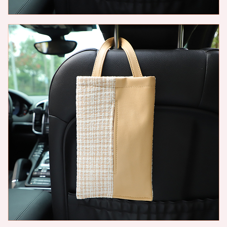 Car Tissue Box Light Luxury Fragrance Seat Back-Mounted Tissue Bag Fashion Goddess Car Tissue Storage Box