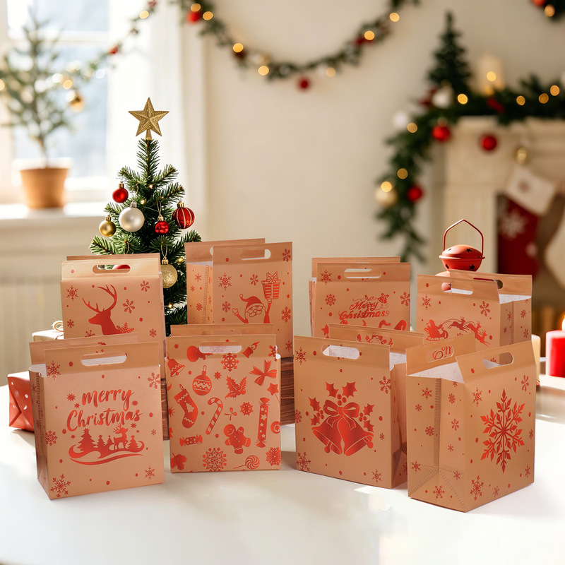 Thickened Non-Woven Christmas Tote Bag, Large Gift Packaging Bag, Promotional Tote Bag for Shopping Malls and Stores, Can Be Printed with Logo