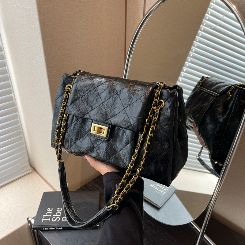 外单高级感链条小方包女2025秋冬季新款复古休闲单肩腋下包斜挎包|undefined