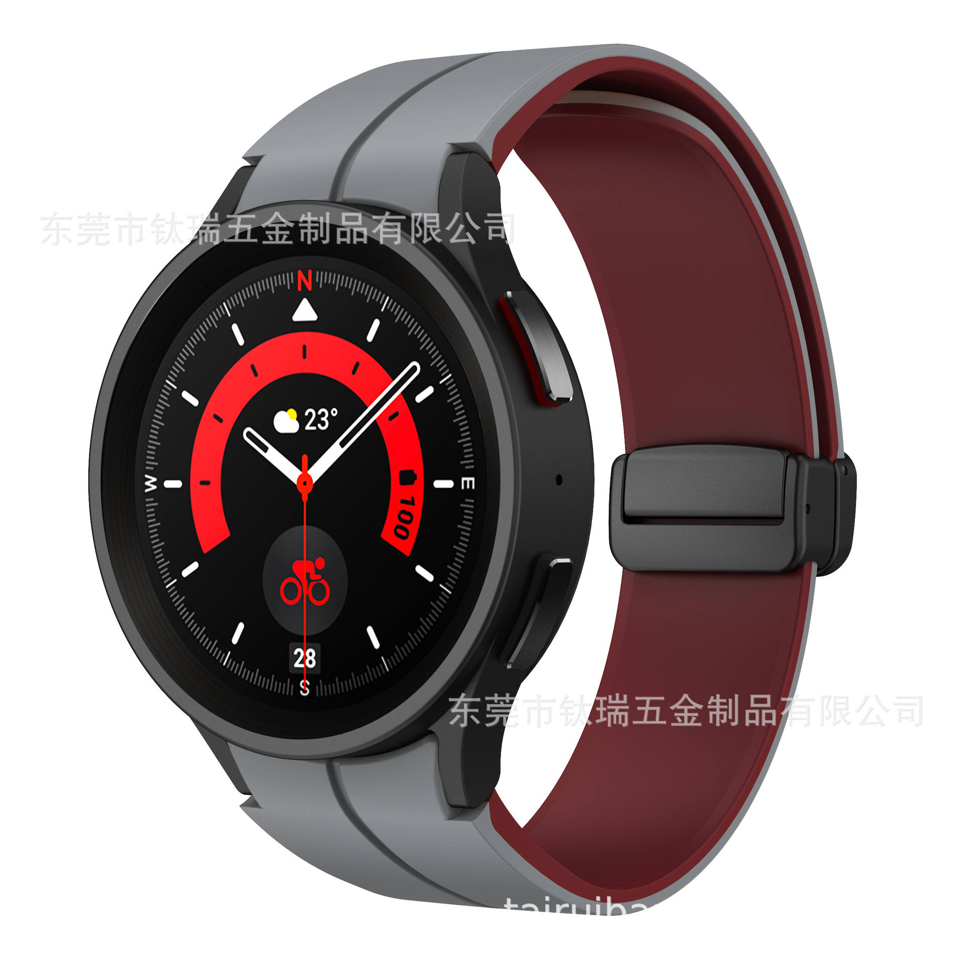 Adecuado para Samsung Galaxy watch6 5 4 doble color de silicona Correa magnética 20mm hebilla plegable Correa inteligente